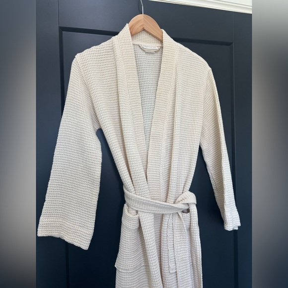Coyuchi Organic Cotton Waffle Knit Robe XS/S Undyed GOTS spa Bathrobe unisex - Picture 3 of 8
